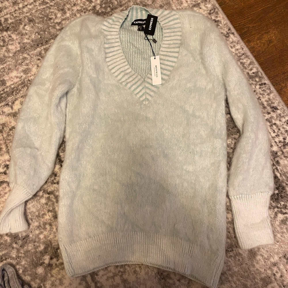 NEW Express mint green cozy sweater. Size Xs but but VERY oversized.